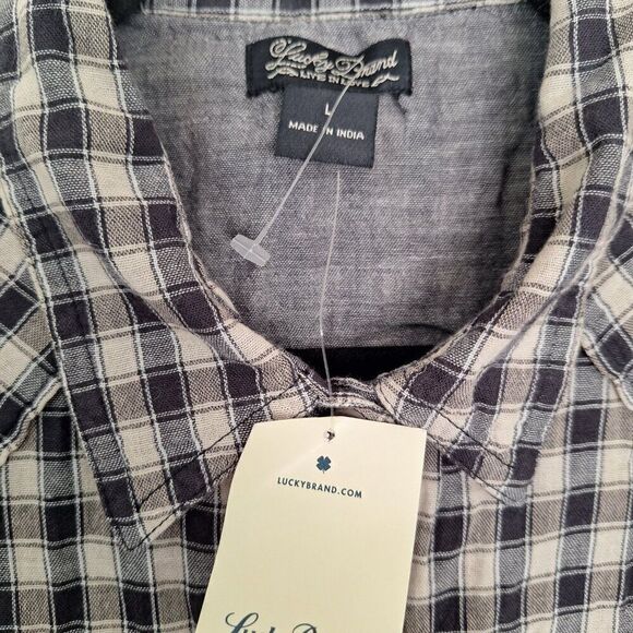 Lucky Brand checkered shirt with buttons size L - Picture 2 of 7